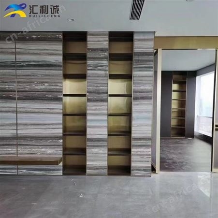 不锈钢书柜 家用别墅玫瑰金壁龛背景装饰柜定制