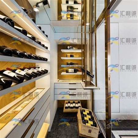 双门玻璃不锈钢酒柜定制 白葡萄酒置放吧台酒架带灯