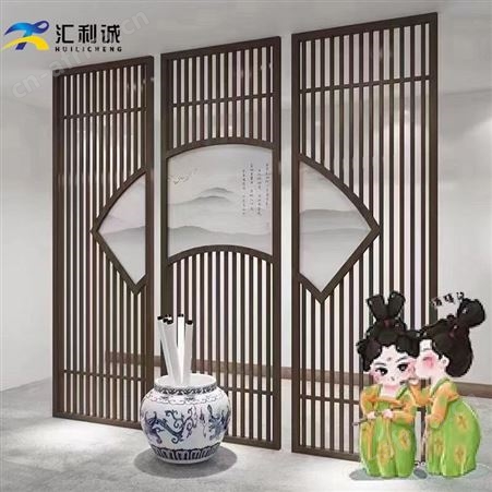 不锈钢长虹玻璃组合屏风 金属隔断五星级酒店别墅装饰定制
