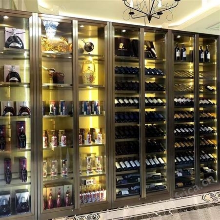 高级智能恒温不锈钢酒柜 玫瑰金色金属酒柜酒架