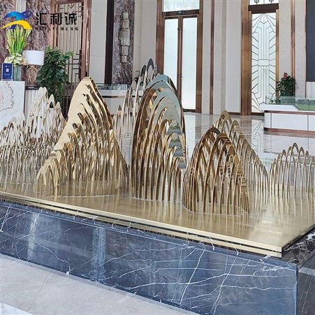 酒店大堂不锈钢异型装饰 金属包边条板 屏风定制等工程服务