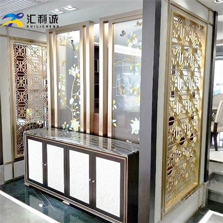 厨房黑钛金不锈钢屏风隔断 轻奢简约屏风定制厂家