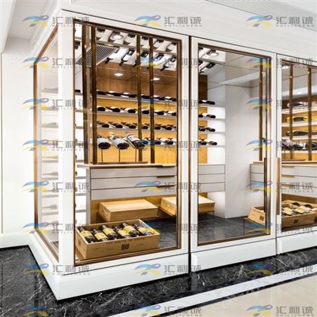 湛江轻奢简约金属酒柜金色不锈钢酒柜 别墅酒架