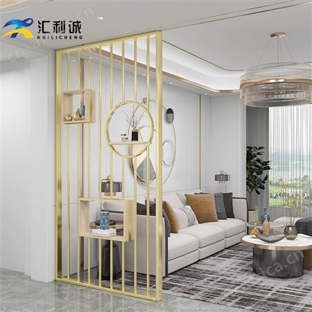 汕头黄钛金雕花屏风金属隔断镂空 不锈钢屏风定制