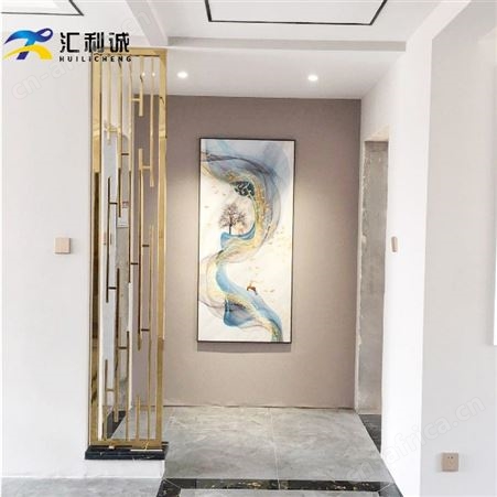 佛山北欧黑色轻奢不锈钢屏风 激光镂空造型屏风
