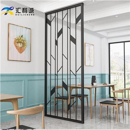 黑钛金餐台餐厅不锈钢屏风隔断 商业酒店金属屏风定制