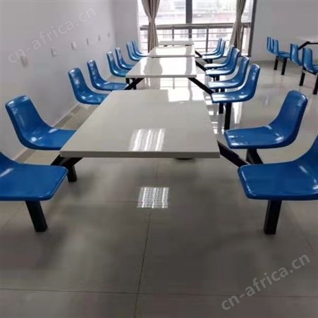 定制连体餐桌椅 员工食堂餐桌椅厂家 连体餐桌椅现货批发 旭峰家具