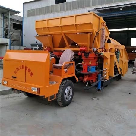 混凝土干喷车 一拖二自动上料喷浆机组 隧道支护用的喷浆车