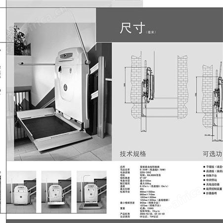 斜挂式无障碍升降机 无障碍升降平台残疾人升降平台TKE
