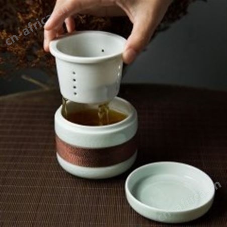 红素陶瓷茶具单人品茗喝茶泡茶快客杯过滤茶杯便携茶具礼盒装 100套起订不单独零售