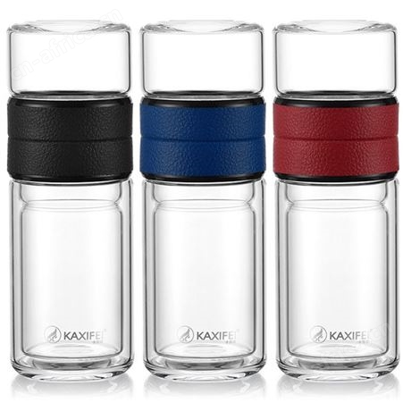 红素厂家茶水分离杯创意双层玻璃杯商务泡茶杯 300个起订不单独零售