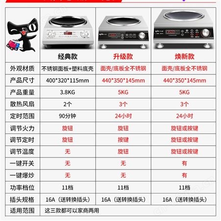 八品商用电磁炉大功率3500w凹面电磁炉家用爆炒菜锅多功能一体灶