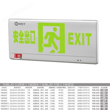 劳士集电拿斯特应急疏散指示灯铝材弧边集电集控安全出口单面标志灯N-BLJC-1LROEⅠ1WZEA-ZDZ