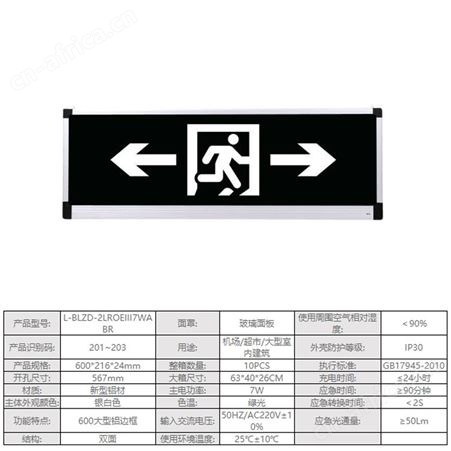 劳士敏华拿斯特600大尺寸铝材双向单双面标志应急指示灯L-BLZD-2LROEIII7WABR-BS