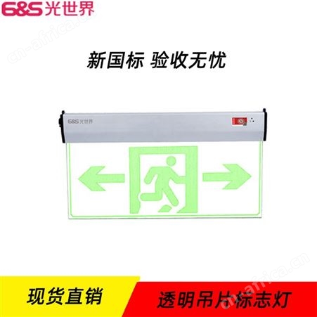 6S光世界小型透明吊片双向安全出口应急照明AC220V DC216V标志灯N-BLJD-2LROEⅠ1WJDE