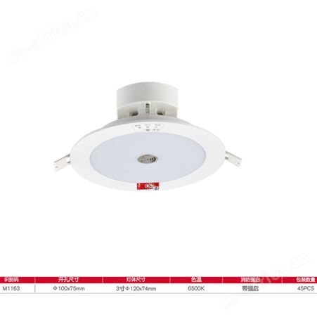 敏华π拿斯特智能应急照明灯具声光控感应强启3寸嵌入式AC220V天花LED筒灯M-ZLZD-E5W1163(M1163)