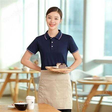 夏季服务员工作服定制logo短袖翻领餐馆饭店奶茶汉堡烧烤店工作服