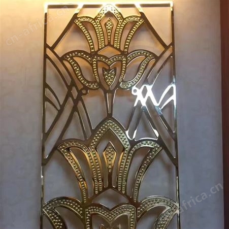 佛山香槟金不锈钢屏风 镂空花格不锈钢屏风