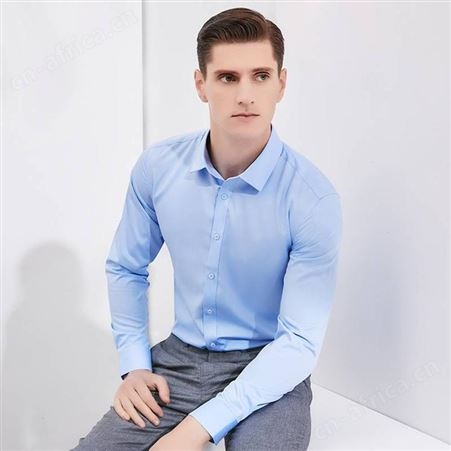 男士秋季衬衫 商务男装纯色长袖职业装定做 工装白衬衣定制LOGO 职业衬衣上衣