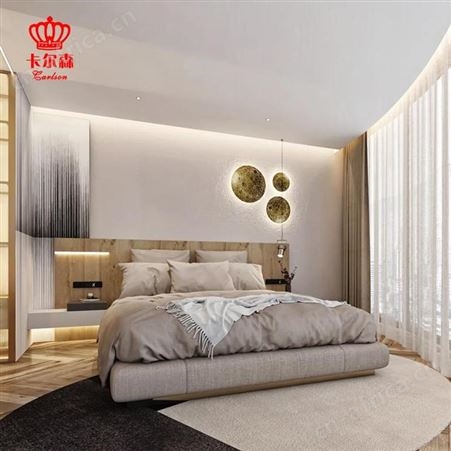 苏州卡尔森厂家批发实木酒店家具-床宾馆全套家具床头柜木饰面门定制酒店家具