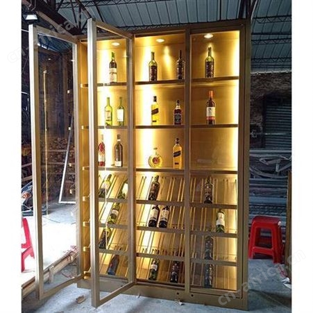 永州不锈钢钛金红酒酒柜 定制款红酒洋酒设计生产 全国工程接单