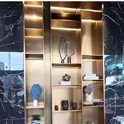 酒庄酒柜酒架设计安装 东莞酒店黑钛不锈钢酒柜