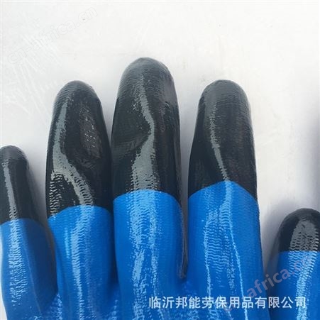 批发胶手套双层胶耐磨加厚尼龙丁青浸胶防水防油建筑工地劳保手套