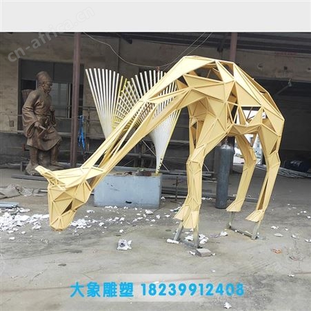 镜面水滴雕塑定制  不锈钢几何鹿雕塑定制 学校雕塑定制