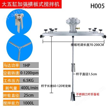 IBC吨桶1000L气动搅拌机油漆涂料横板式工业化工电动搅拌器分散机