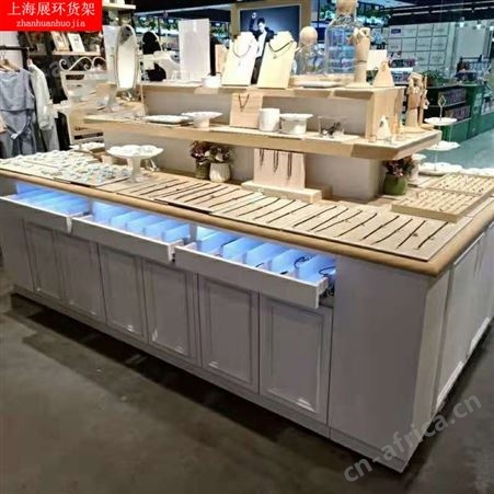 化妆品中岛柜展示柜饰品服装店多功能货架首饰柜台鞋包帽双面展柜