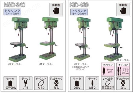 日本KIRA手动型台式钻床NSD-340