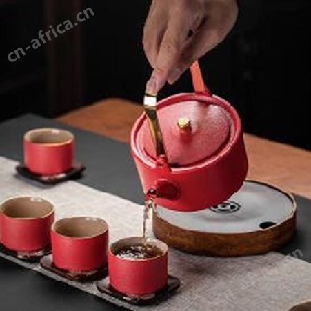 锦然茶具套装红-大杯定制工厂北京茶具批发伴手礼