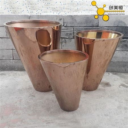 厂家供应园林不锈钢落地花箱 不锈钢异形定制 加工镜面圆桶花盆