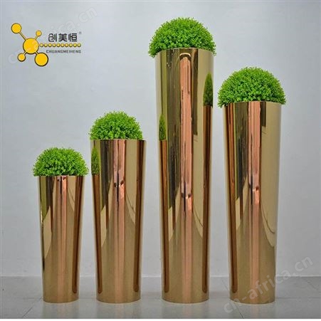简约电镀不锈钢金色 玫瑰盆花箱  景观金属花池树池