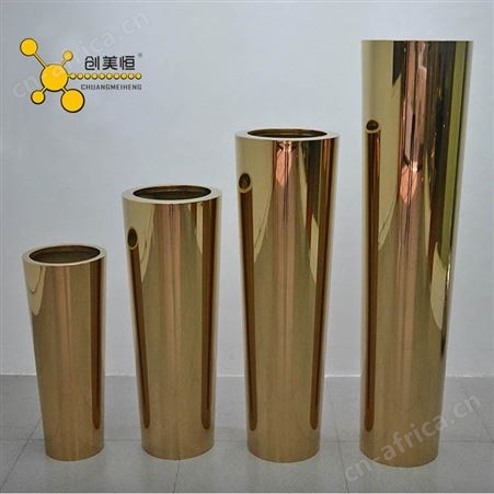 简约电镀不锈钢金色 玫瑰盆花箱  景观金属花池树池
