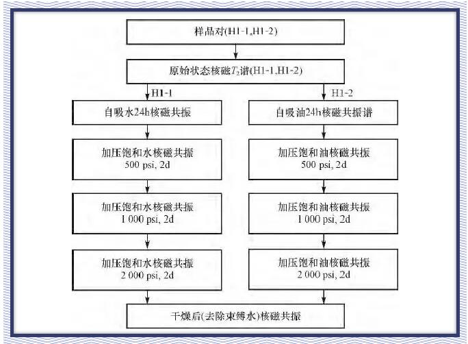在饱和盐水和油（正十二烷）条件下进行T2谱测量，具体步骤如下图所示。