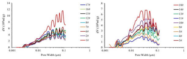 图4 通过DFT模型获得的砂砾岩样本孔径分布